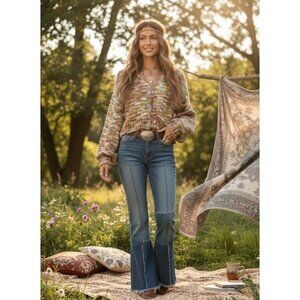 Wild Fable Multicolored Rhinestone Button Front Cardigan Knit| Boho Indie Sleaze